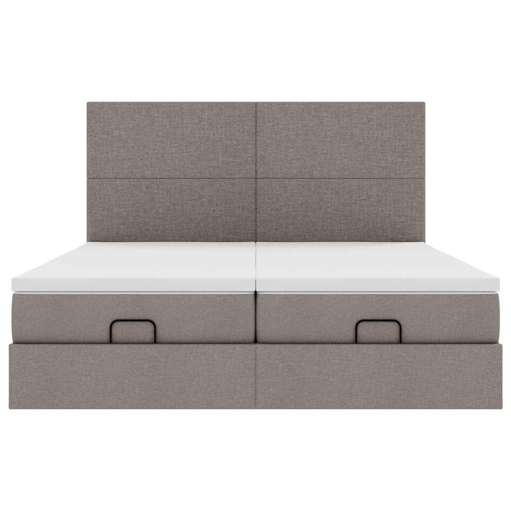 osmannisk sengeramme med madrasser 200x200 cm stof gråbrun