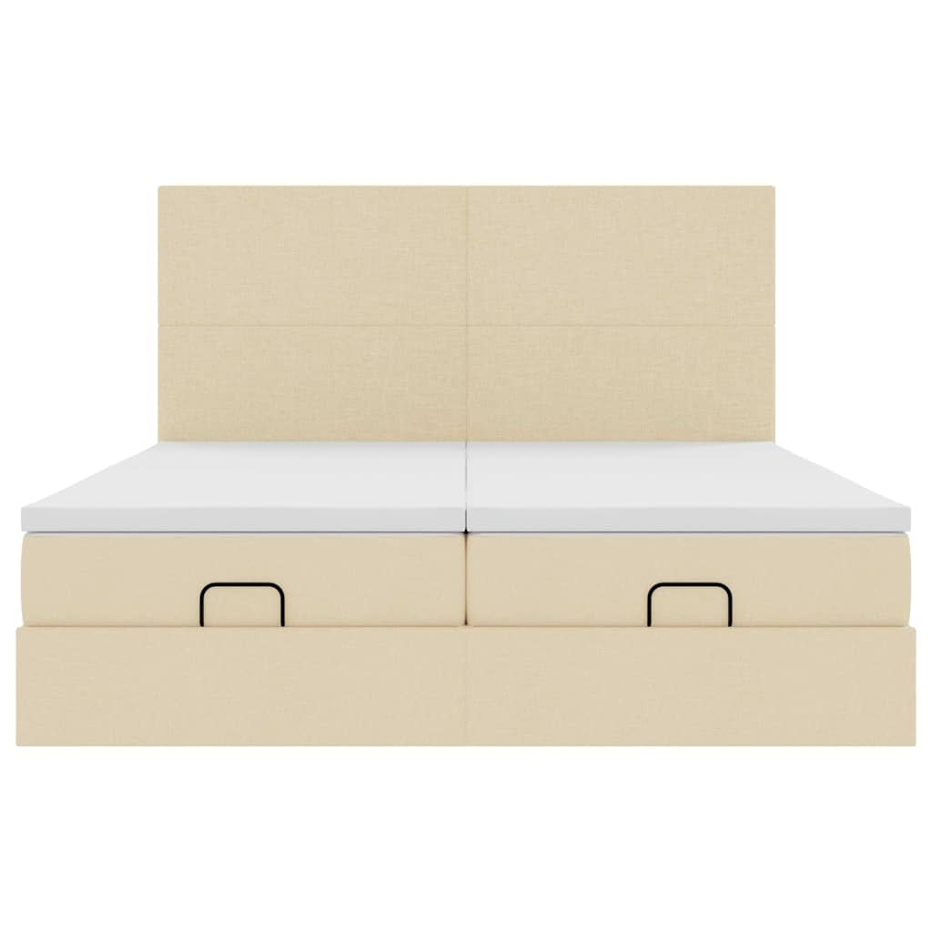 osmannisk sengeramme med madrasser 200x200 cm stof cremefarvet