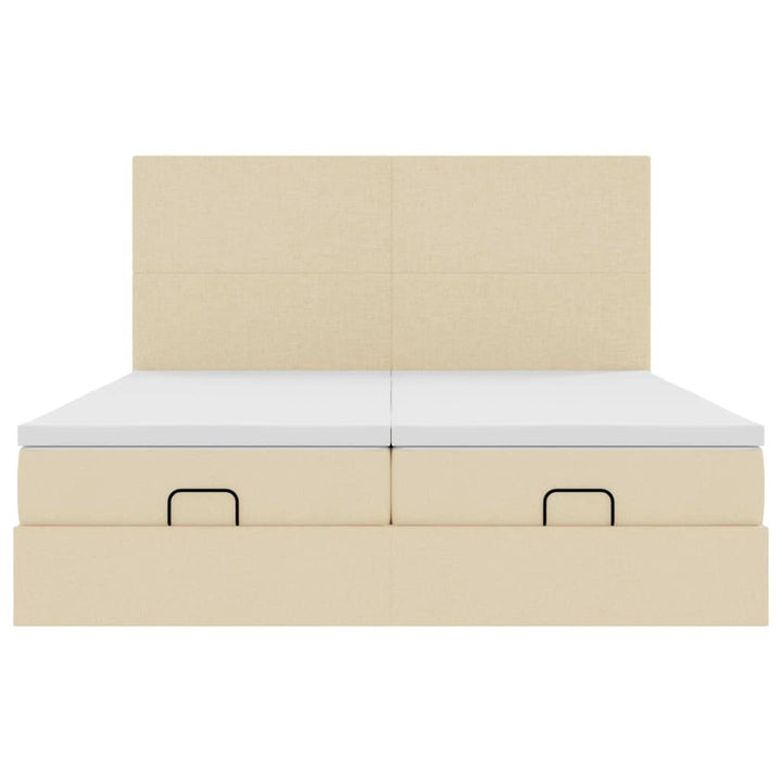 osmannisk sengeramme med madrasser 200x200 cm stof cremefarvet