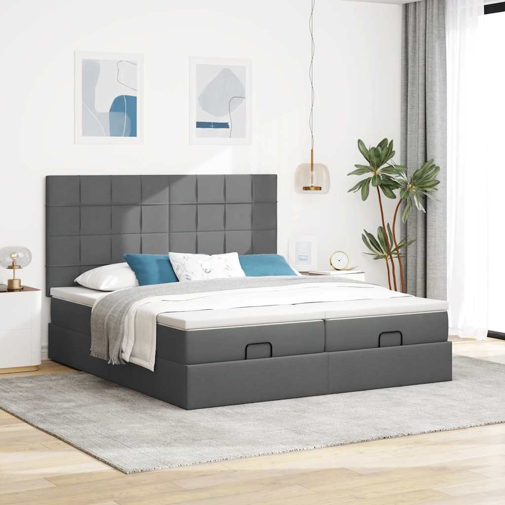 osmannisk sengeramme med madrasser 160x200 cm stof mørkegrå