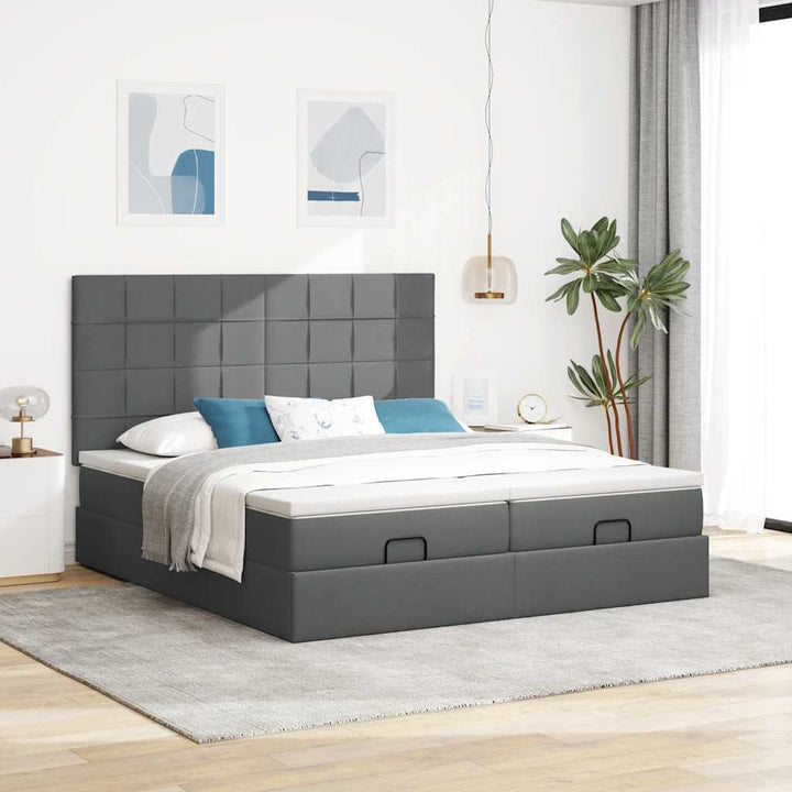 osmannisk sengeramme med madrasser 160x200 cm stof mørkegrå