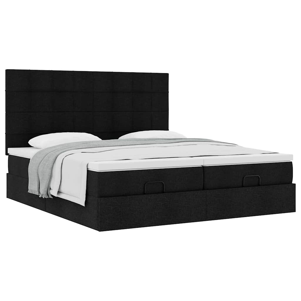 osmannisk sengeramme med madrasser 160x200 cm stof sort