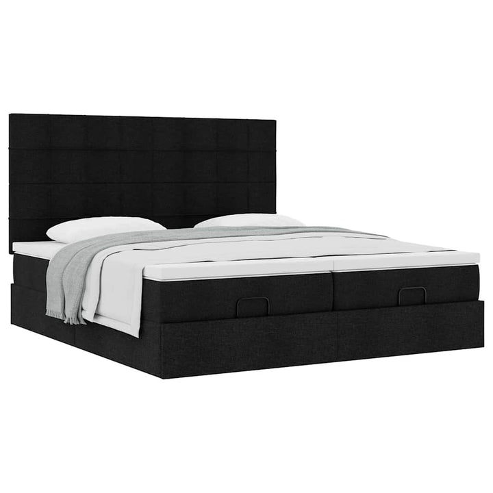 osmannisk sengeramme med madrasser 160x200 cm stof sort