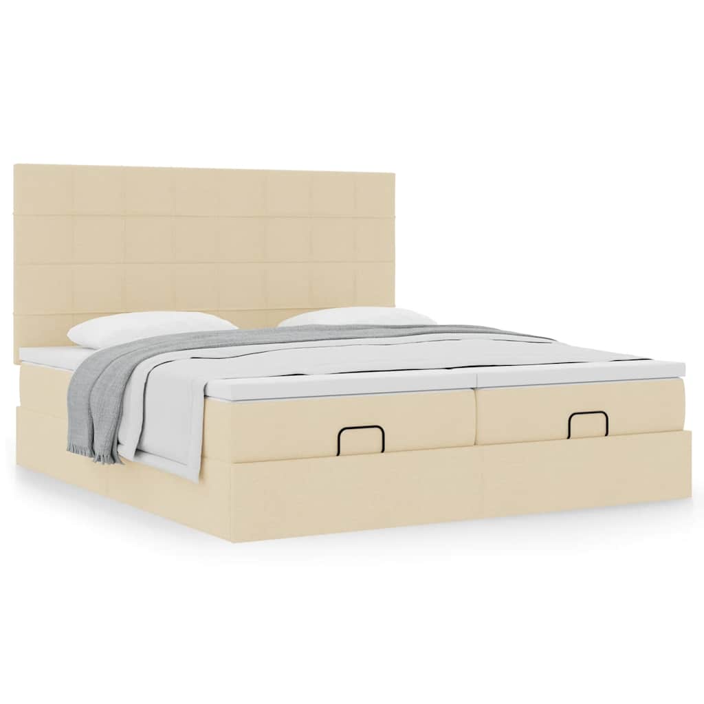 osmannisk sengeramme med madrasser 160x200 cm stof cremefarvet