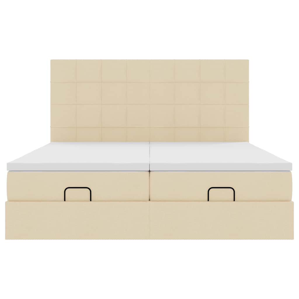 osmannisk sengeramme med madrasser 160x200 cm stof cremefarvet