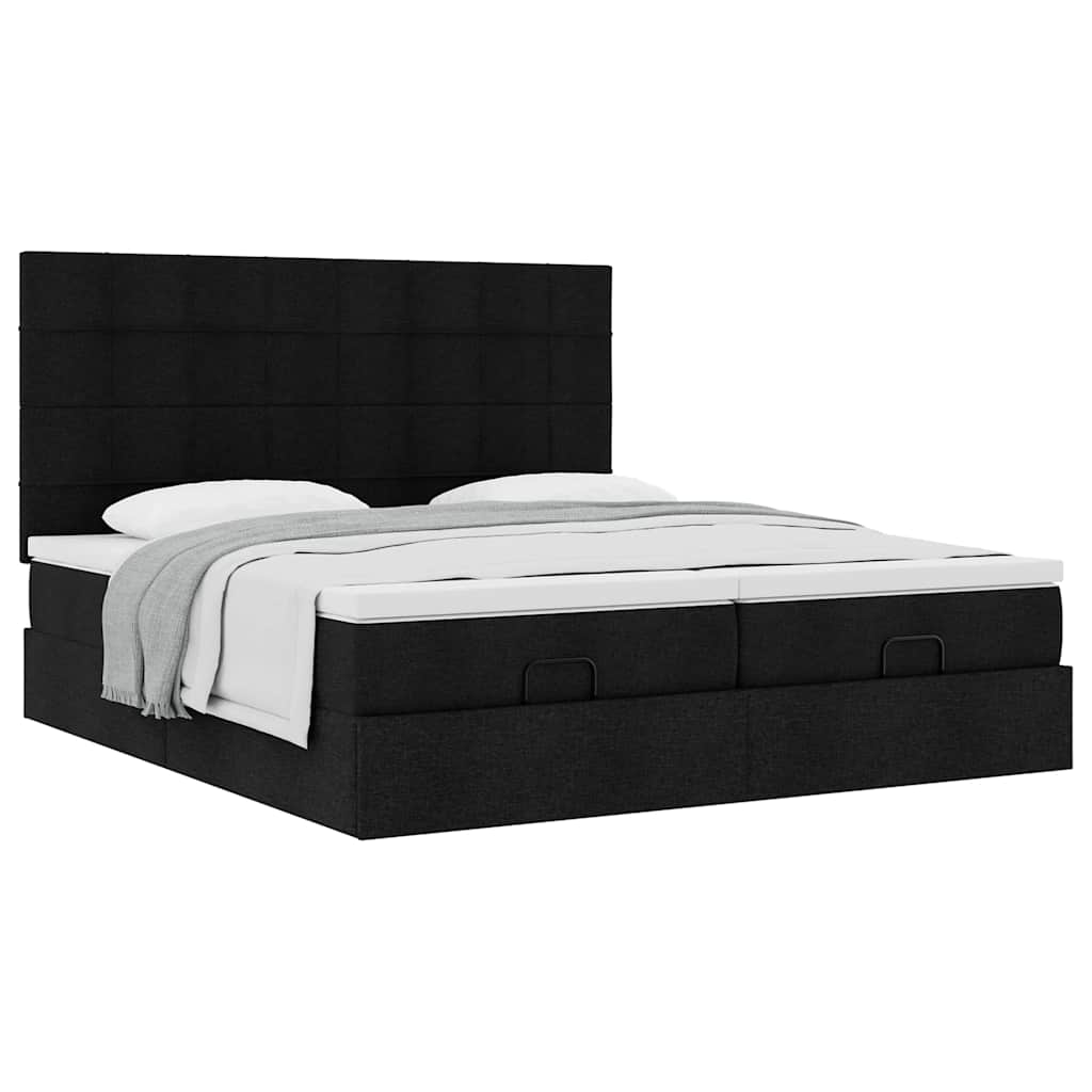 osmannisk sengeramme med madrasser 180x200 cm stof sort