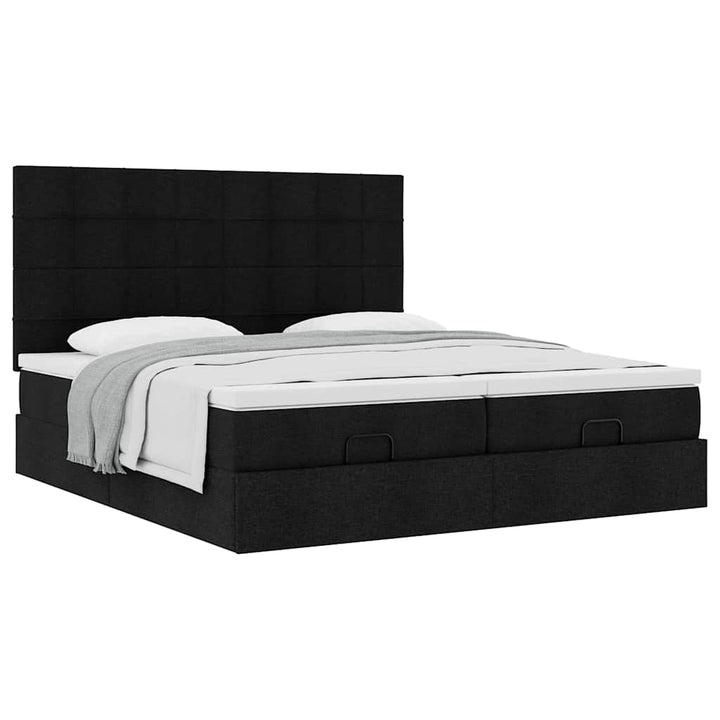 osmannisk sengeramme med madrasser 180x200 cm stof sort