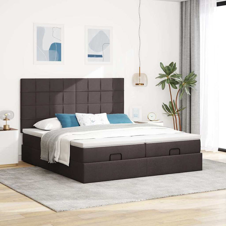 osmannisk sengeramme med madrasser 180x200 cm stof mørkebrun