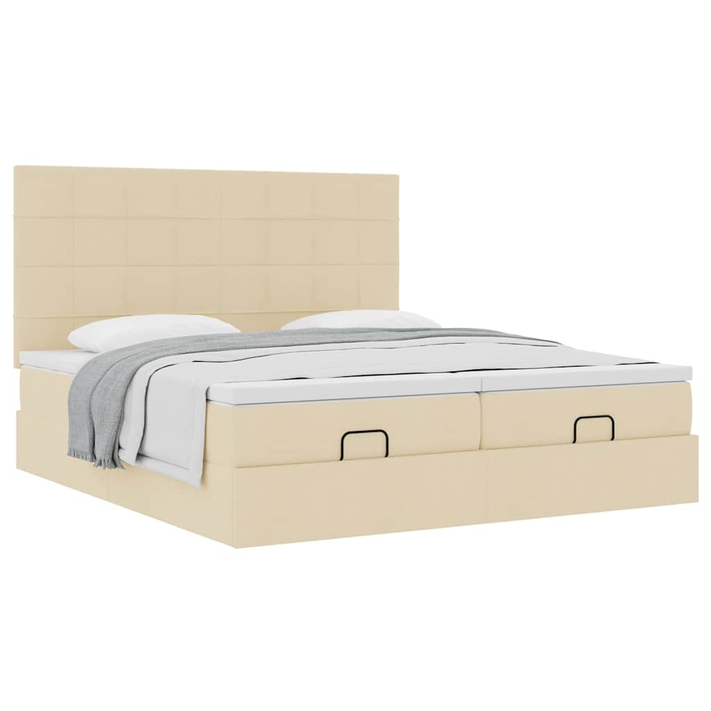 osmannisk sengeramme med madrasser 180x200 cm stof cremefarvet