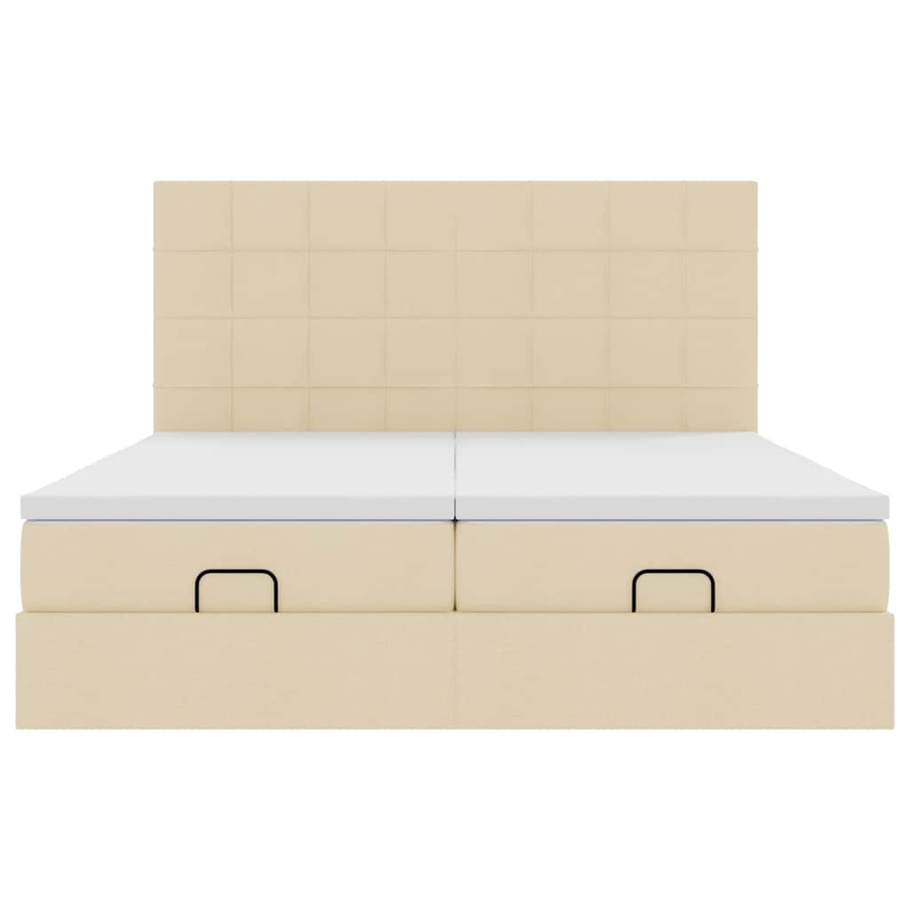 osmannisk sengeramme med madrasser 180x200 cm stof cremefarvet