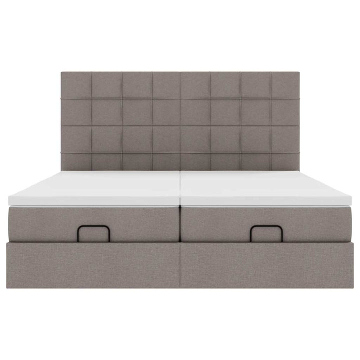 osmannisk sengeramme med madrasser 200x200 cm stof gråbrun