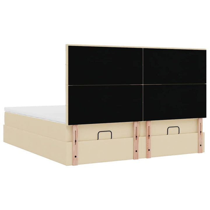 osmannisk sengeramme med madrasser 200x200 cm stof cremefarvet