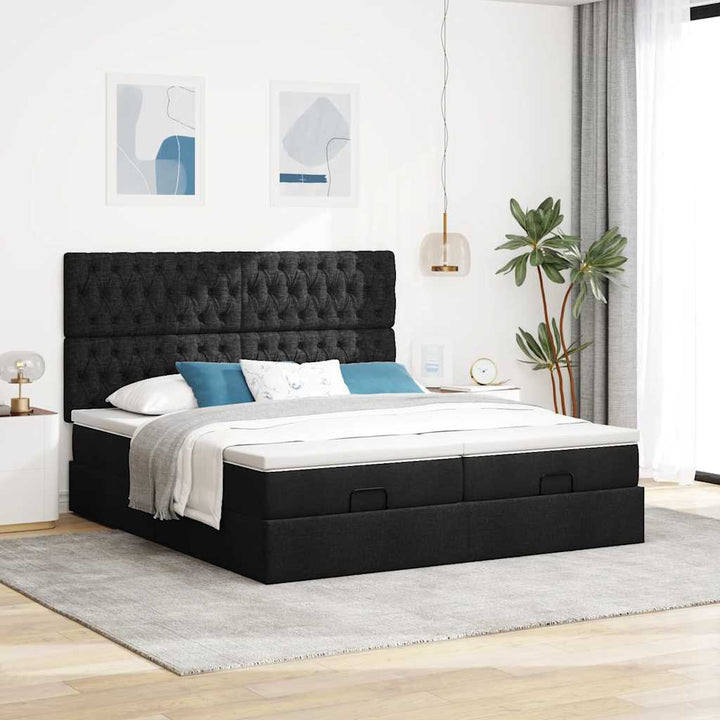 osmannisk sengeramme med madrasser 160x200 cm stof sort