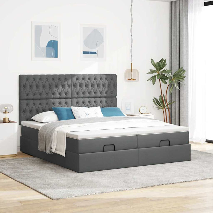 osmannisk sengeramme med madrasser 180x200 cm stof mørkegrå