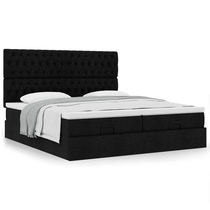 osmannisk sengeramme med madrasser 180x200 cm stof sort