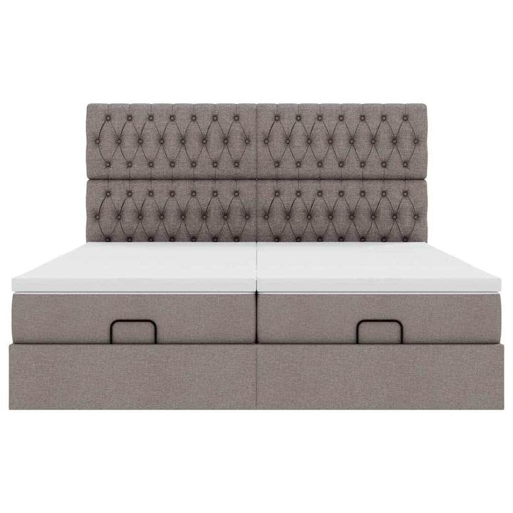 osmannisk sengeramme med madrasser 180x200 cm stof gråbrun
