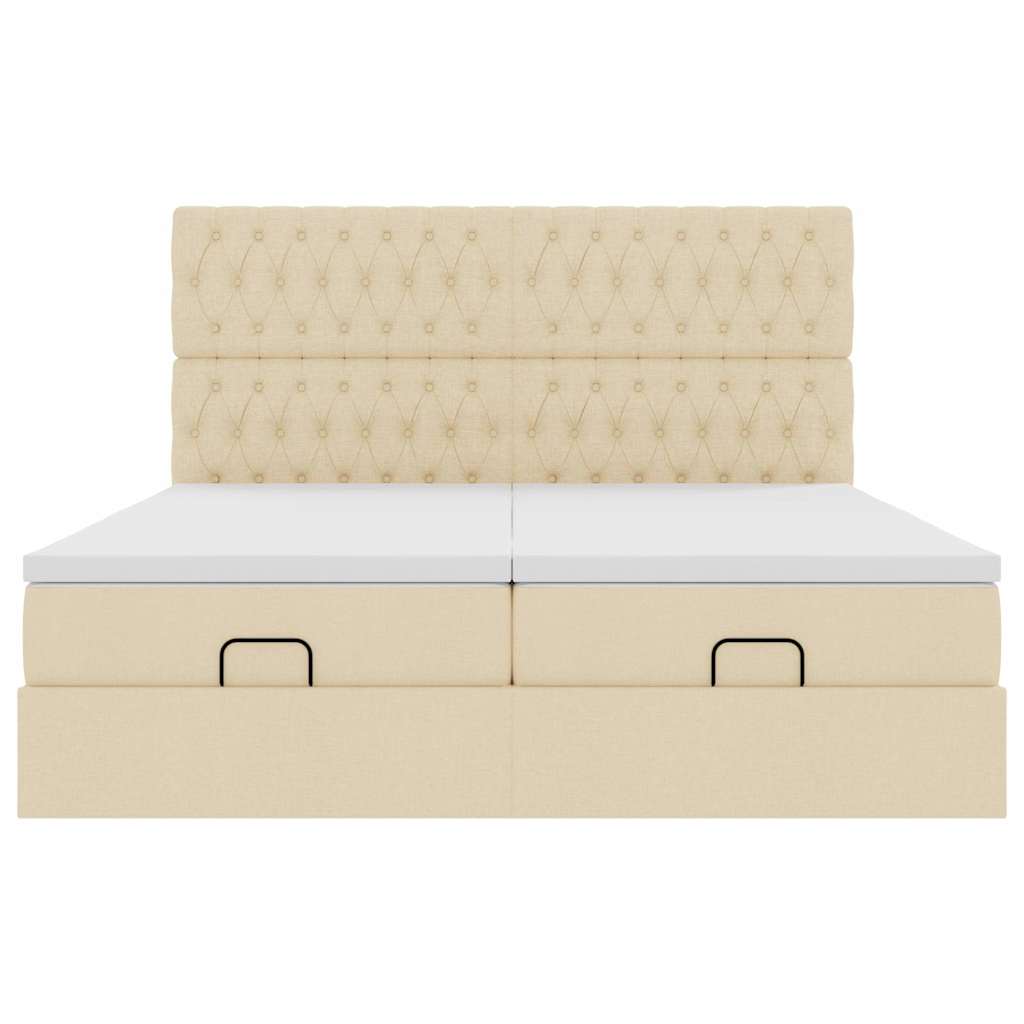 osmannisk sengeramme med madrasser 180x200 cm stof cremefarvet