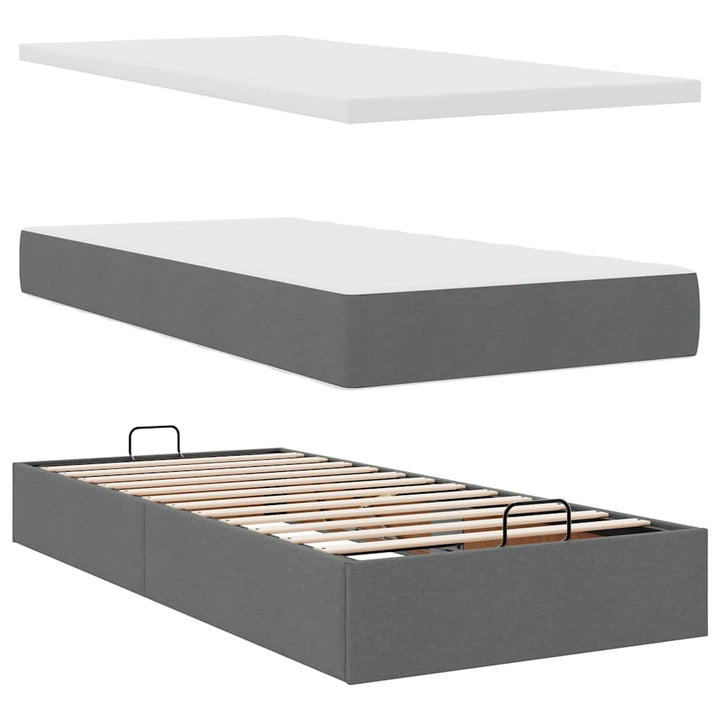 osmannisk sengeramme med madrasser 200x200 cm stof mørkegrå