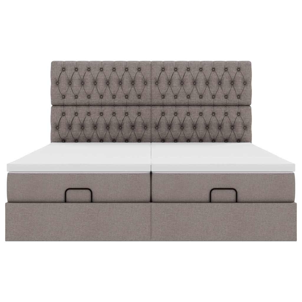 osmannisk sengeramme med madrasser 200x200 cm stof gråbrun
