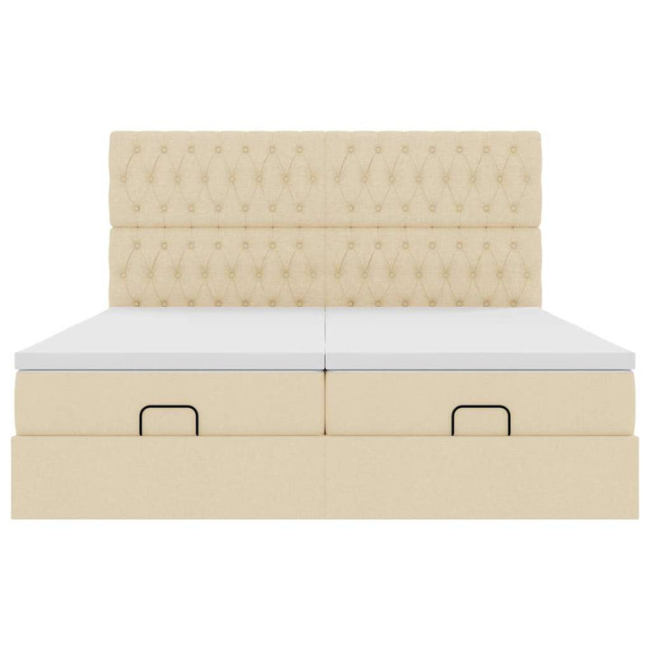 osmannisk sengeramme med madrasser 200x200 cm stof cremefarvet