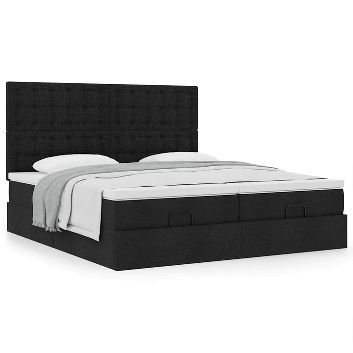 osmannisk sengeramme med madrasser 160x200 cm stof sort