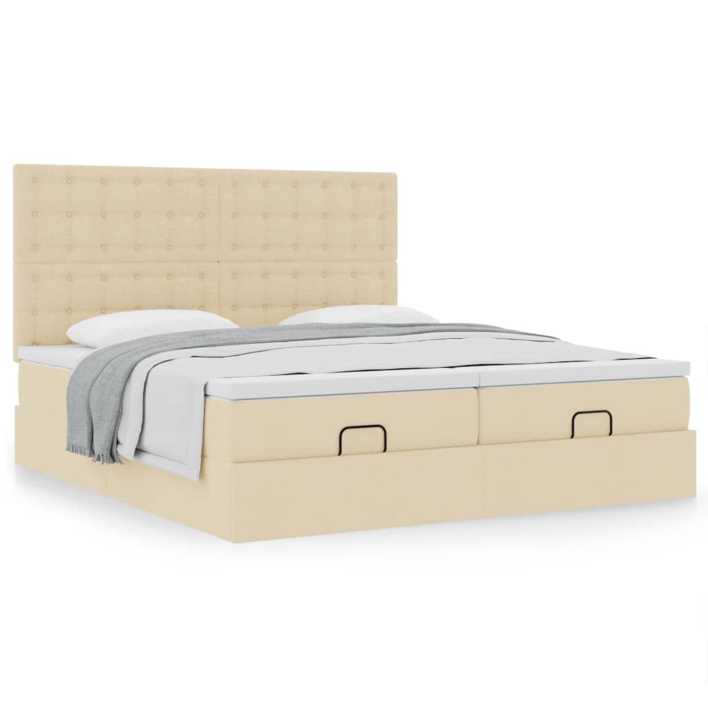 osmannisk sengeramme med madrasser 160x200 cm stof cremefarvet