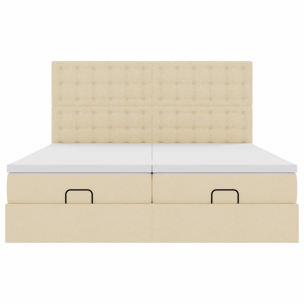 osmannisk sengeramme med madrasser 160x200 cm stof cremefarvet