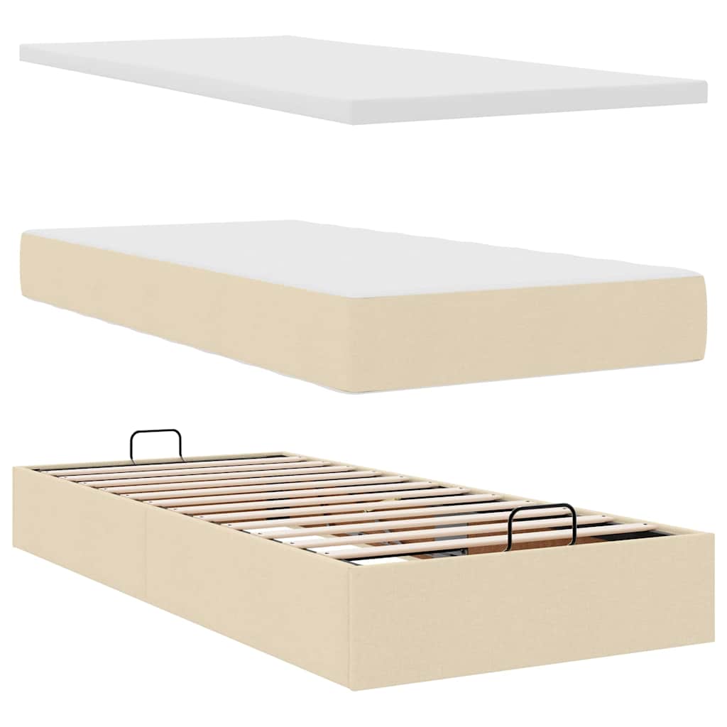 osmannisk sengeramme med madrasser 160x200 cm stof cremefarvet