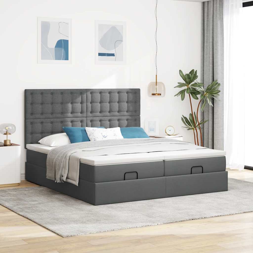 osmannisk sengeramme med madrasser 180x200 cm stof mørkegrå