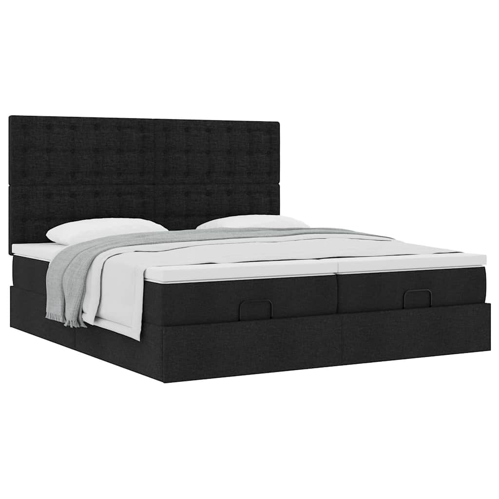 osmannisk sengeramme med madrasser 180x200 cm stof sort
