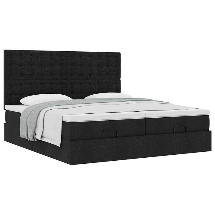 osmannisk sengeramme med madrasser 200x200 cm stof sort