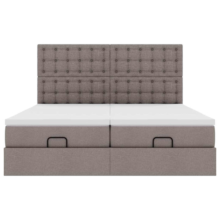 osmannisk sengeramme med madrasser 200x200 cm stof gråbrun
