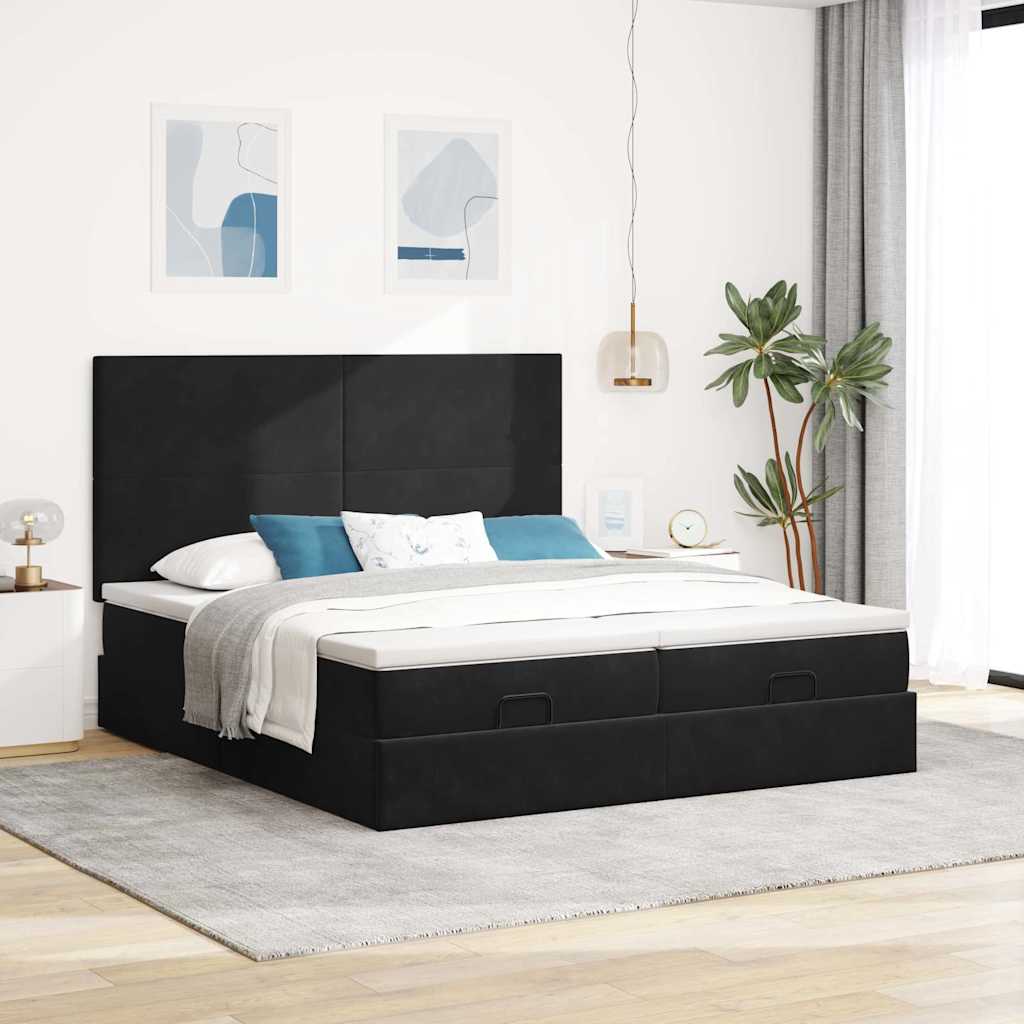 osmannisk sengeramme med madrasser 160x200 cm fløjl sort