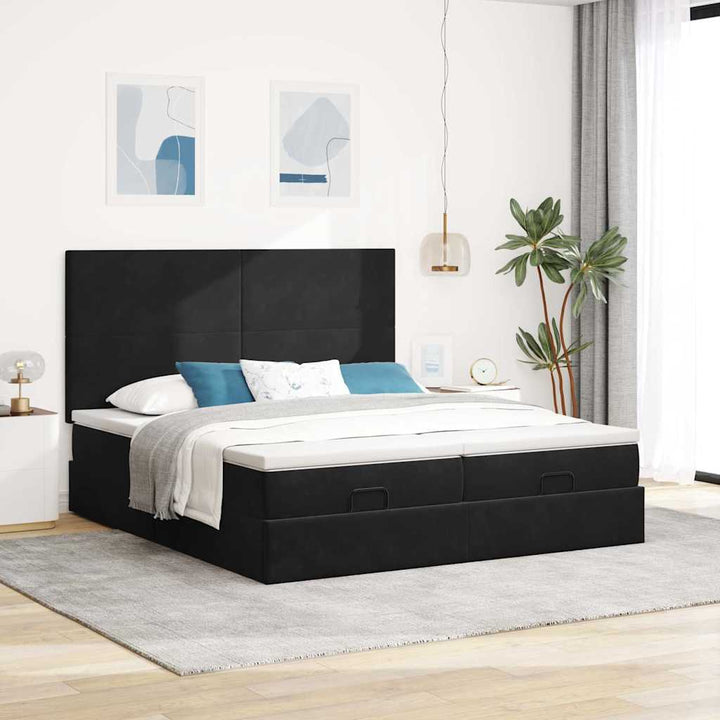 osmannisk sengeramme med madrasser 160x200 cm fløjl sort