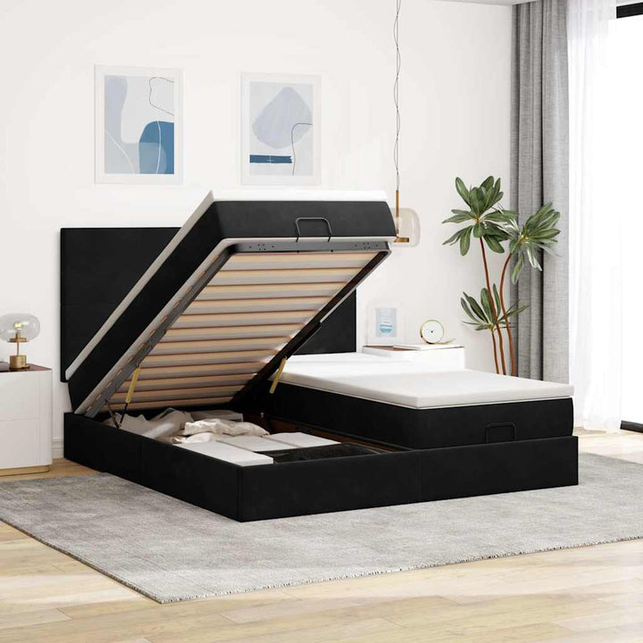 osmannisk sengeramme med madrasser 160x200 cm fløjl sort