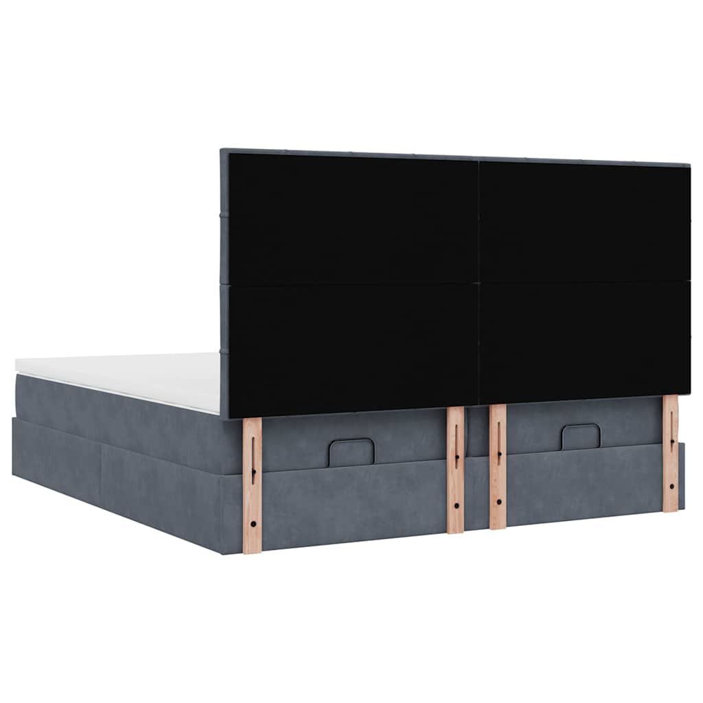 osmannisk sengeramme med madrasser 180x200 cm fløjl mørkegrå