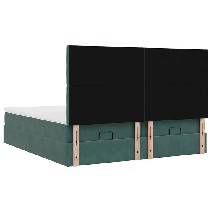 osmannisk sengeramme med madrasser 180x200 cm fløjl mørkegrøn