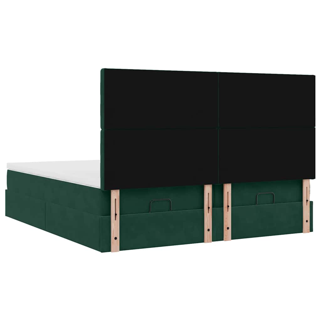 osmannisk sengeramme med madrasser 200x200 cm fløjl mørkegrøn