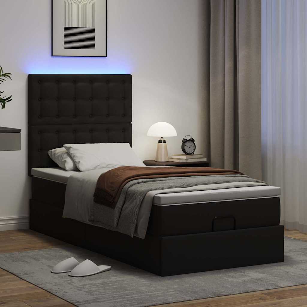 osmannisk sengeramme med madras 80x200 cm kunstlæder sort
