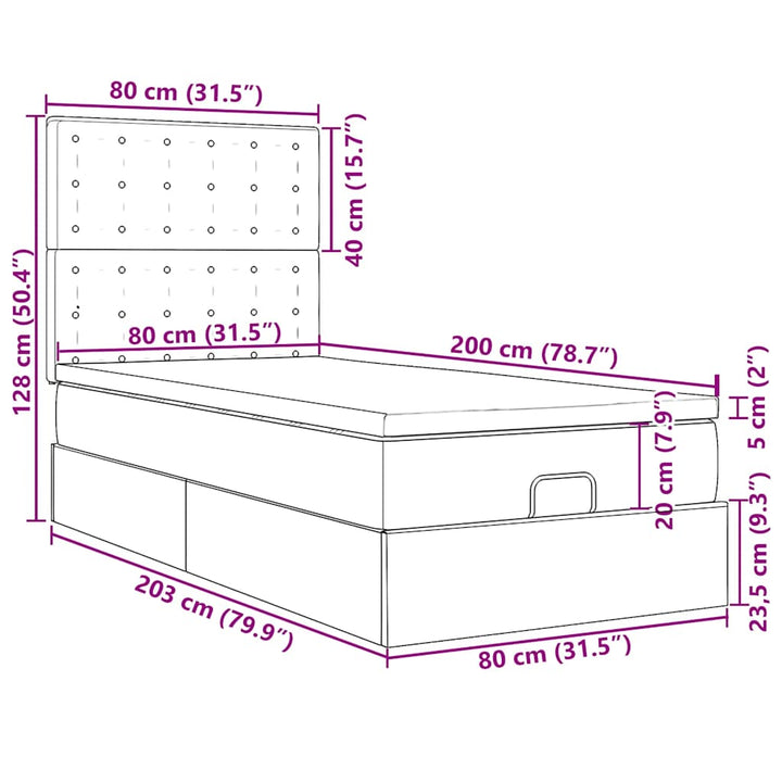 osmannisk sengeramme med madras 80x200 cm kunstlæder