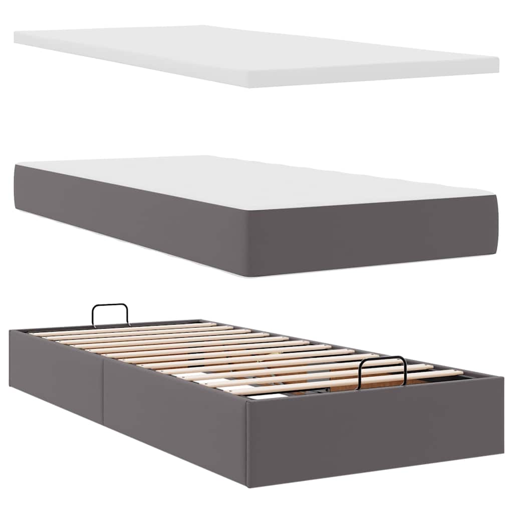 osmannisk sengeramme med madras 100x200 cm kunstlæder grå