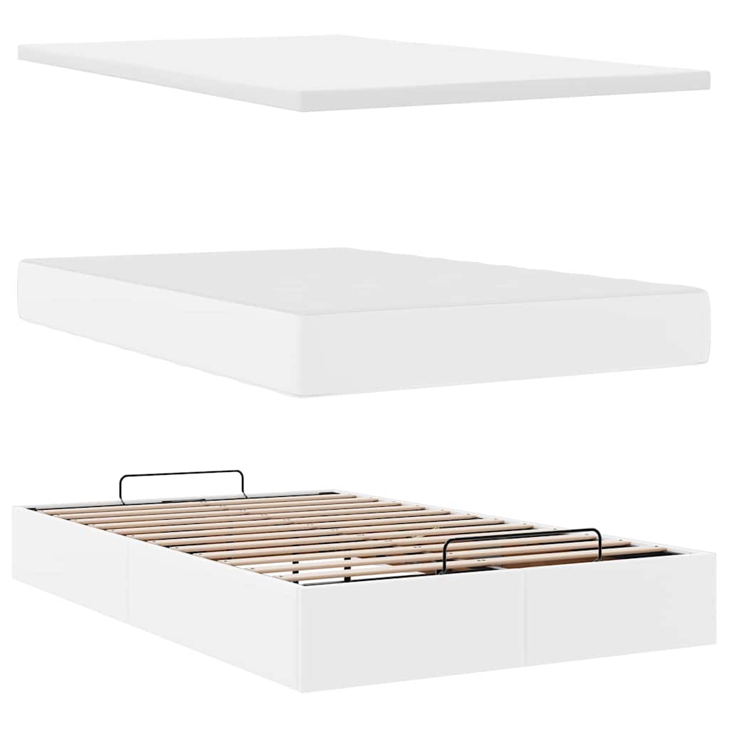 osmannisk sengeramme med madras 120x190 cm kunstlæder hvid