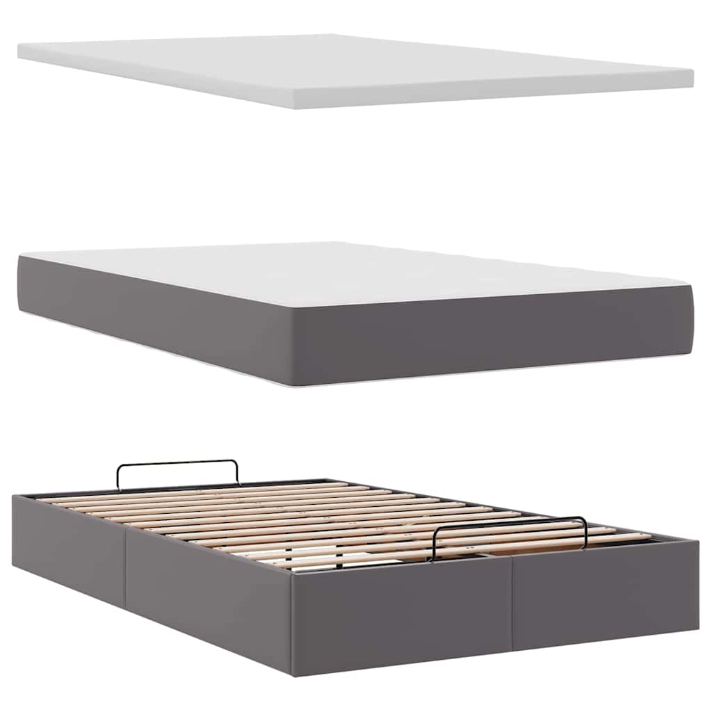 osmannisk sengeramme med madras 120x190 cm kunstlæder grå