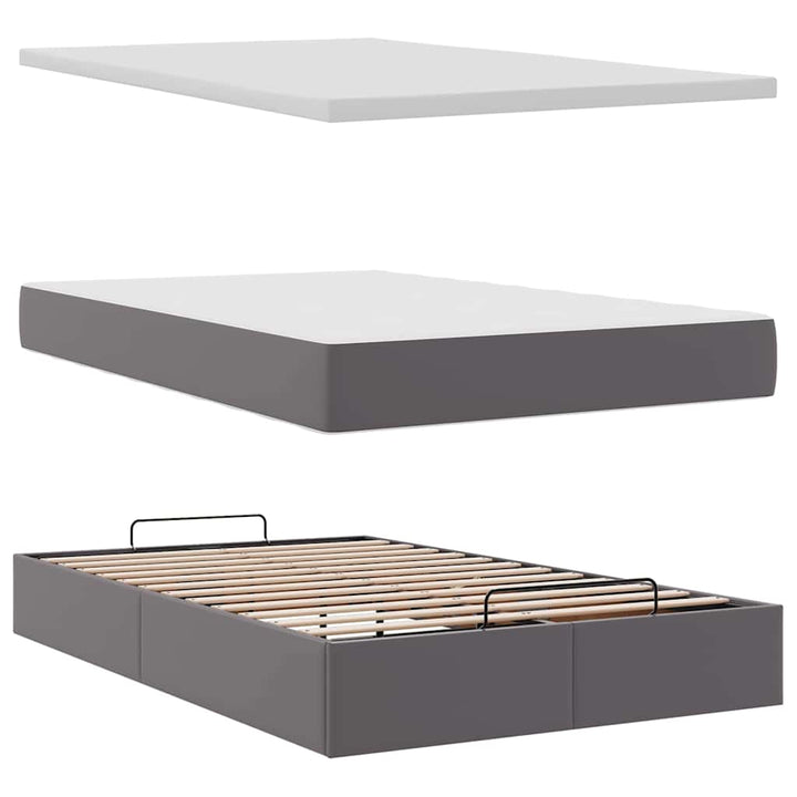 osmannisk sengeramme med madras 120x190 cm kunstlæder grå