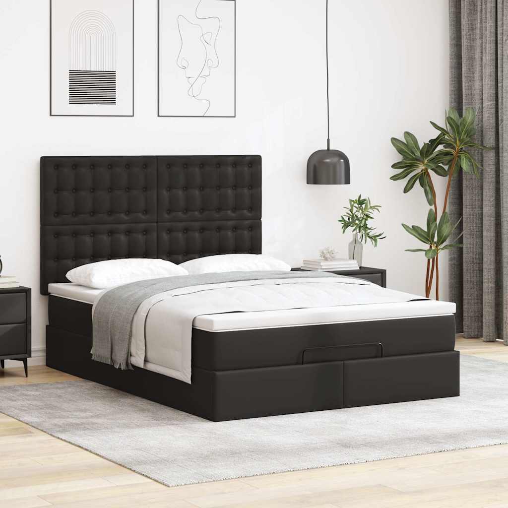 osmannisk sengeramme med madras 140x190 cm kunstlæder sort