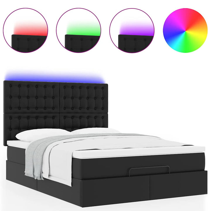 osmannisk sengeramme med madras 140x190 cm kunstlæder sort