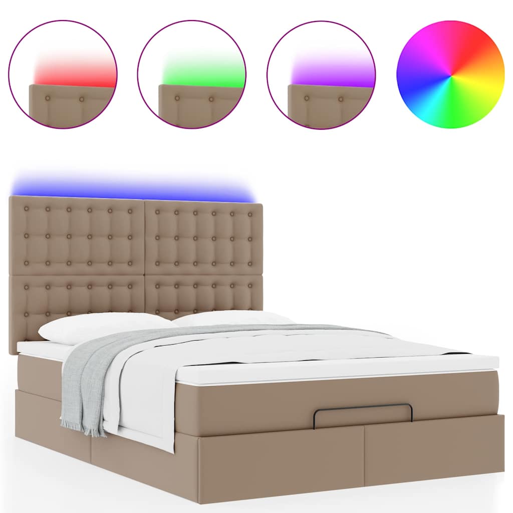 osmannisk sengeramme med madras 140x200cm kunstlæder