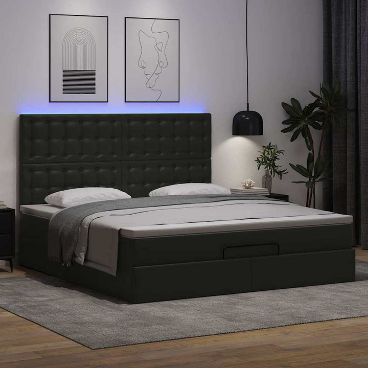 osmannisk sengeramme med madras 160x200 cm kunstlæder sort