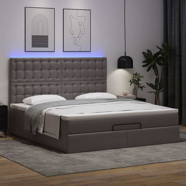 osmannisk sengeramme med madras 180x200 cm kunstlæder grå