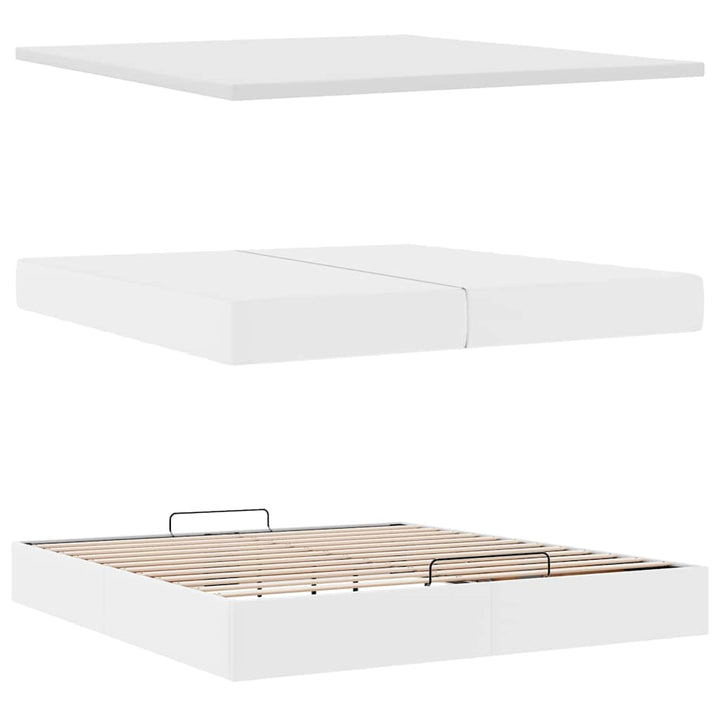 osmannisk sengeramme med madrasser 200x200 cm kunstlæder hvid